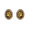 Fashionable Oval Gem with Stone Edge Metal Earrings