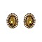 Fashionable Oval Gem with Stone Edge Metal Earrings