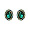 Fashionable Oval Gem with Stone Edge Metal Earrings SLEQ178