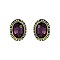 Fashionable Oval Gem with Stone Edge Metal Earrings