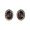 Fashionable Oval Gem with Stone Edge Metal Earrings