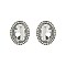 Fashionable Oval Gem with Stone Edge Metal Earrings SLEQ178