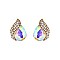 Fashionable Teardrop Gem with Stone Leaf Stud Earrings SLEQ181