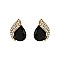 Fashionable Teardrop Gem with Stone Leaf Stud Earrings SLEQ181