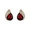 Fashionable Teardrop Gem with Stone Leaf Stud Earrings SLEQ181