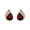 Fashionable Teardrop Gem with Stone Leaf Stud Earrings SLEQ181