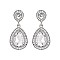 Fashionable Dangly Teardrop Gem with Stone Edge Earrings SLEQ182
