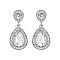 Fashionable Dangly Teardrop Gem with Stone Edge Earrings SLEQ182