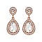 Fashionable Dangly Teardrop Gem with Stone Edge Earrings SLEQ182