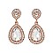 Fashionable Dangly Teardrop Gem with Stone Edge Earrings SLEQ182