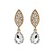 Fashionable Stone Encrusted Leaf with Dangly Teardrop Gem Earrings SLEQ183