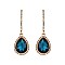 FASHIONABLE DANGLY TEARDROP GEM W/ RHINESTONE EARRING SLEQ184