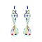 FASHIONABLE GLAM DANGLE GLASS W/ STONE POST EARRING SLEQ627