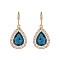 FASHIONABLE HALO TEARDROP GLASS W/ STONE POST EARRING SLEQ634