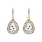 FASHIONABLE HALO TEARDROP GLASS W/ STONE POST EARRING SLEQ634