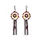 Trendy Handmade Beaded Flower Burst With Dangly Chain And Beads Fishhook Earrings SLER0106