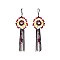 Trendy Handmade Beaded Flower Burst With Dangly Chain And Beads Fishhook Earrings SLER0106