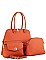 3in1 CLASSY SMOOTH TEXTURED PU LEATHER MODERN FASHION SATCHEL SET JYES-3072-SET