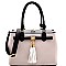 ES1134-LP Tassel Accent Color Block 3 Compartment Satchel