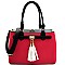 ES1134-LP Tassel Accent Color Block 3 Compartment Satchel