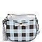 ES2059-LP Bow Accent Checker Plaid Print Tassel Cross Body