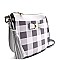 ES2059-LP Bow Accent Checker Plaid Print Tassel Cross Body