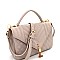 Metal Tassel Quilted Top-Handle Medium Satchel  ES2282-LP