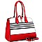 Stripe Print Multi-Compartment 2-Way Satchel MH-ES3153