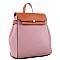 Two-Tone Flap Fashion Backpack Wallet Set