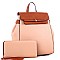 Two-Tone Flap Fashion Backpack Wallet Set