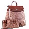Crocodile Embossed Fashion Backpack Wallet Set