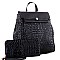 Crocodile Embossed Fashion Backpack Wallet Set