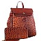 Crocodile Embossed Fashion Backpack Wallet Set