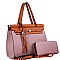 Hardware Tassel Accent Two-Tone Satchel Wallet Set