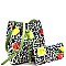 Leopard/Butterfly Print Patent Bucket Hobo Wallet SET