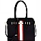 Turn-Lock Accent Center Striped Large Tote MH-EW1999