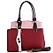 THREE TONE SATCHEL WRISTLET SET