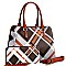 CHECKERED PLAID PRINT SATCHEL WALLET SET