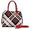 CHECKERED PLAID PRINT SATCHEL WALLET SET