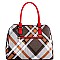 CHECKERED PLAID PRINT SATCHEL WALLET SET