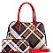 CHECKERED PLAID PRINT SATCHEL WALLET SET