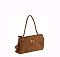 Faux Suede Top Handle Flap Satchel