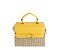 Straw Buckle Flap Crossbody Satchel