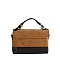Faux Suede Woven Flap Satchel