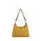 Faux Suede Woven Shoulder Bag
