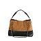 Faux Suede Woven 2 Way Satchel
