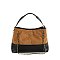 Faux Suede Woven 2 Way Satchel