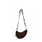 Faux Suede Half Moon Crossbody Bag