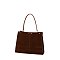 Faux Suede Twist Lock Top Handle Satchel