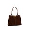 Faux Suede Twist Lock Top Handle Satchel